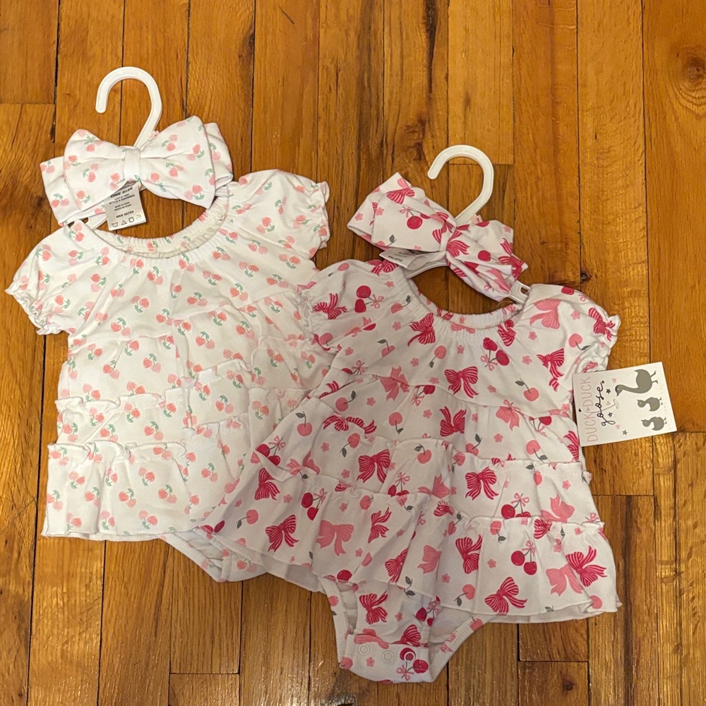 Duck Duck Goose baby girl romper bundle